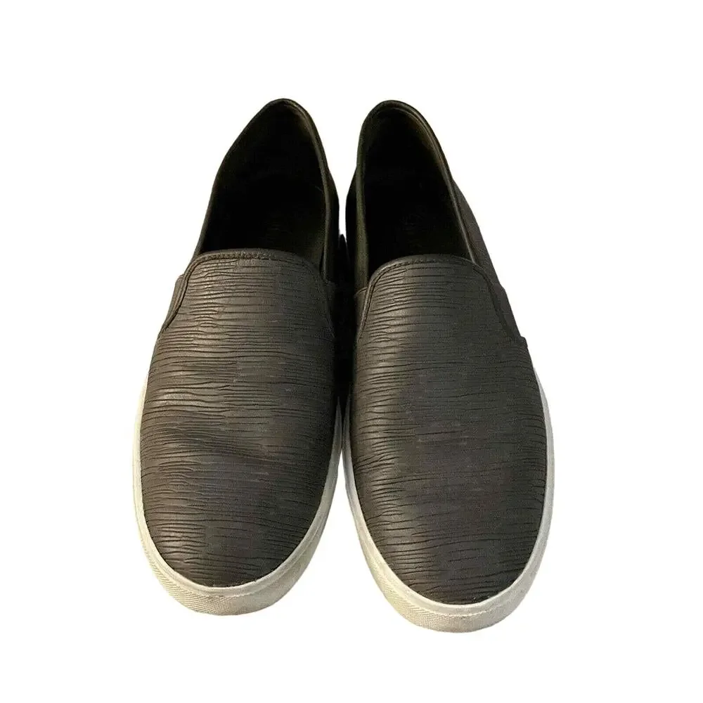 Vince Dark Gray Blair Textured Leather Slip On Sneakers - W7 - Y2K Skater Shoes